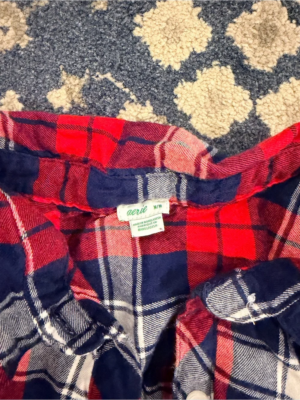 aerie Red, Navy & White Plaid Button-Front Pajama Set